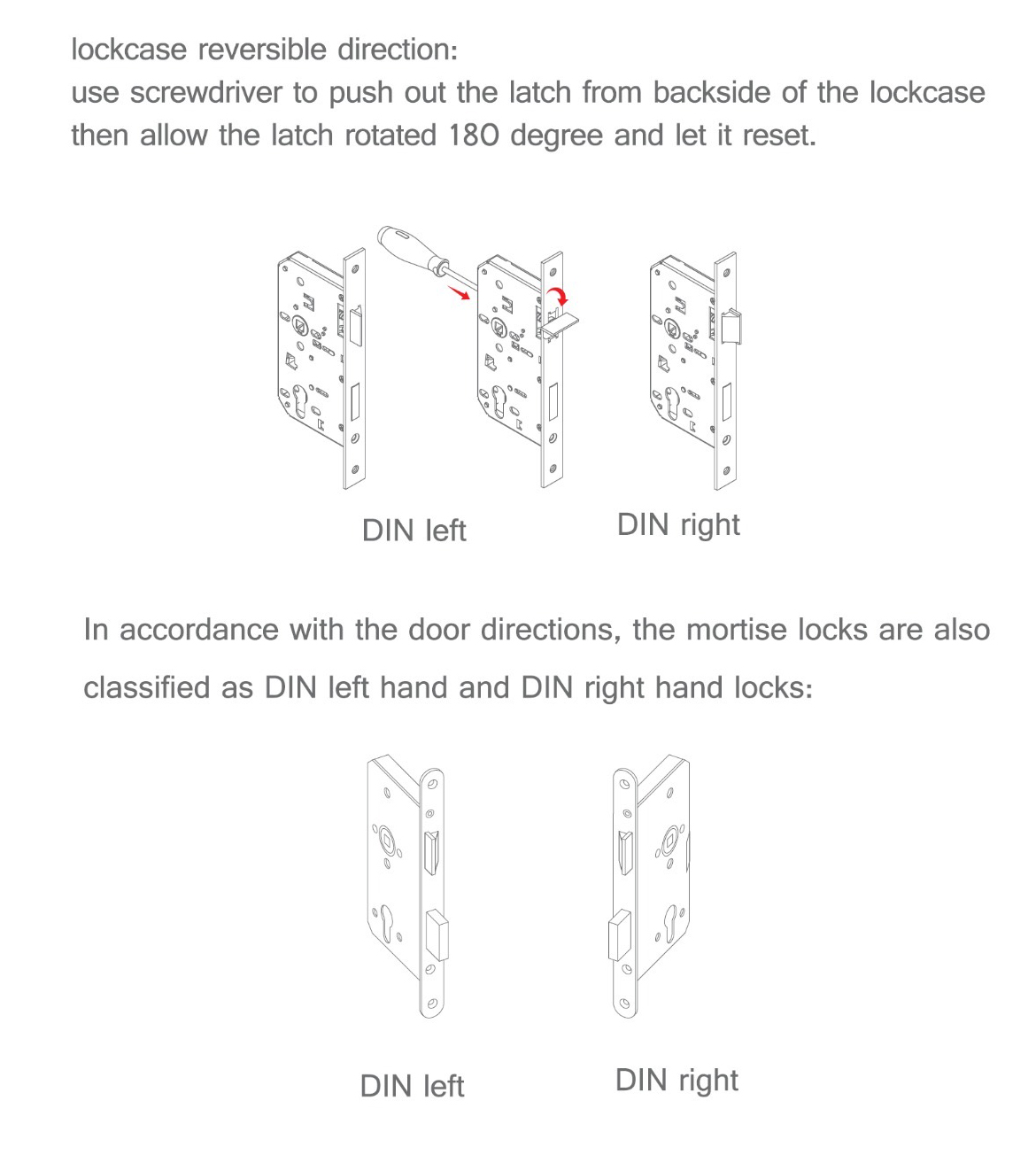 Reversible Directions Sheet - Mortise Lock ML1