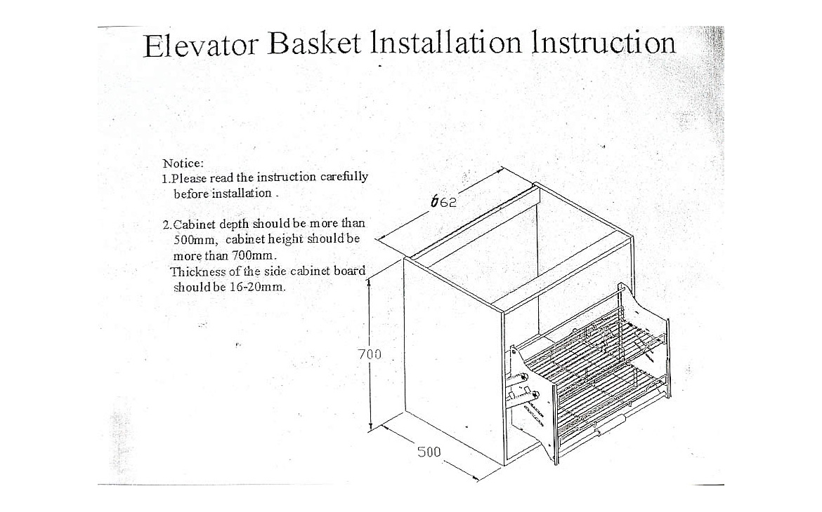 ELEVATOR BASKET INSTALLATION INSTRUCTIONS